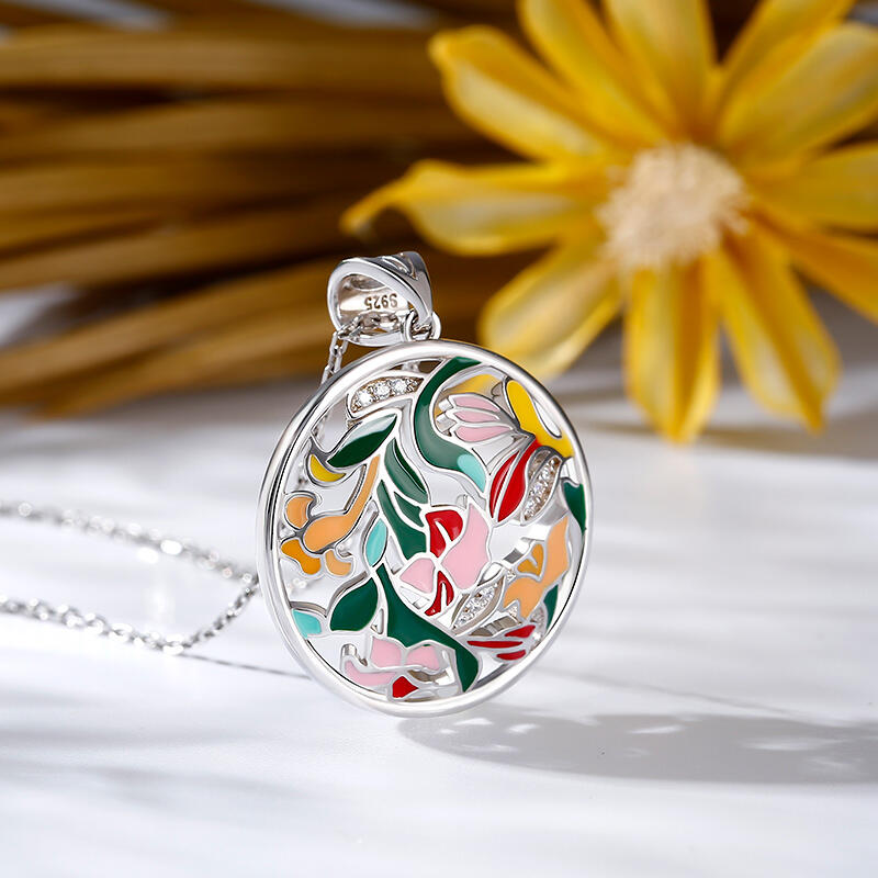 Jeulia Dreamy Garden "Daughter of the Wind" Enamel Sterling Silver Necklace