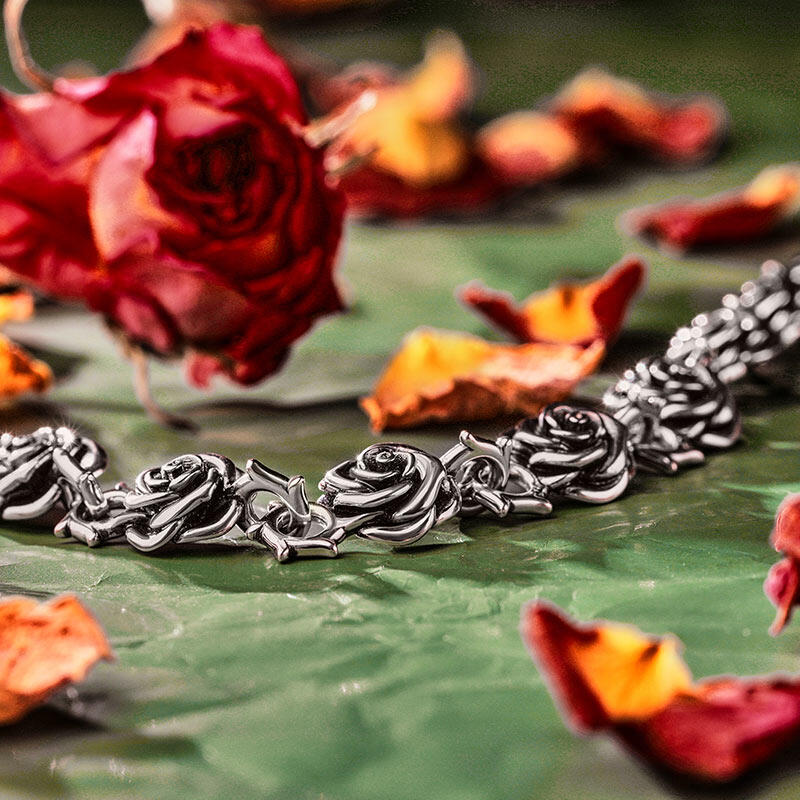 Jeulia "Roses" Flower Sterling Silver Bracelet (195mm)