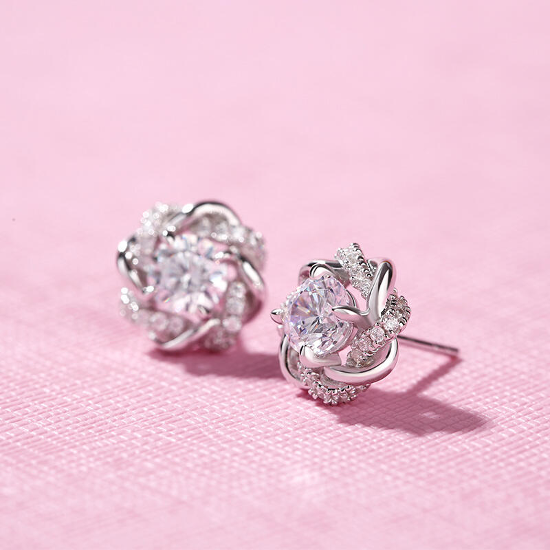 Jeulia Knot of Love Sterling Silver Stud Earrings