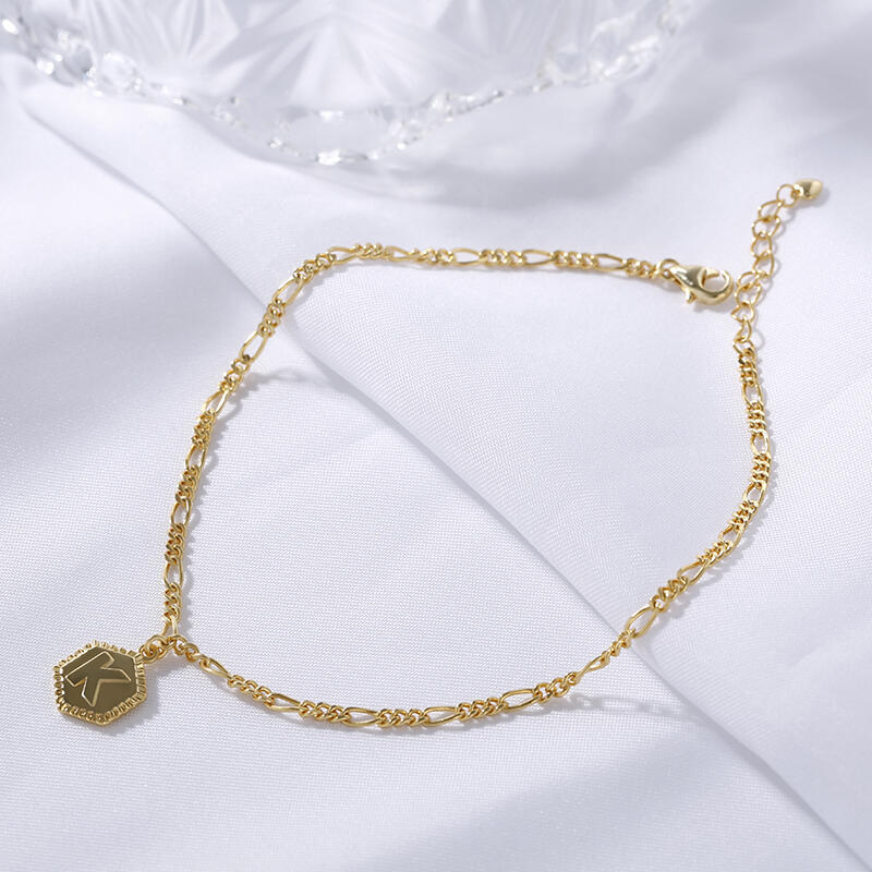 Jeulia Initial Tag Personalized Sterling Silver Anklet