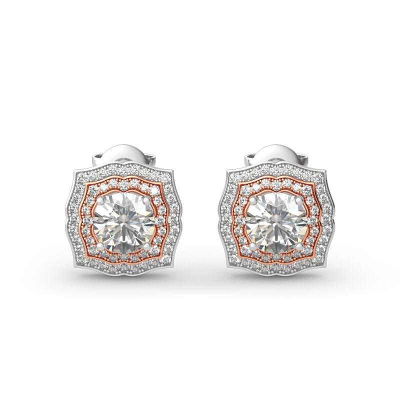 Jeulia Conjunto de joyas con halo redondo de dos tonos