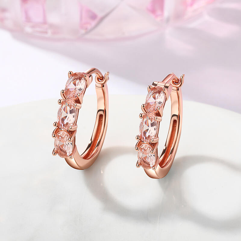 Jeulia Oval Cut Synthetic Morganite Sterling Silver Earrings