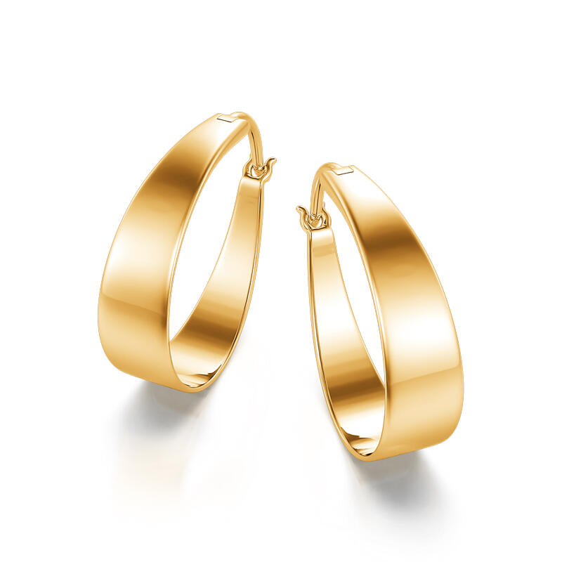 Jeulia Classic Gold Tone Sterling Silver Hoop Earrings