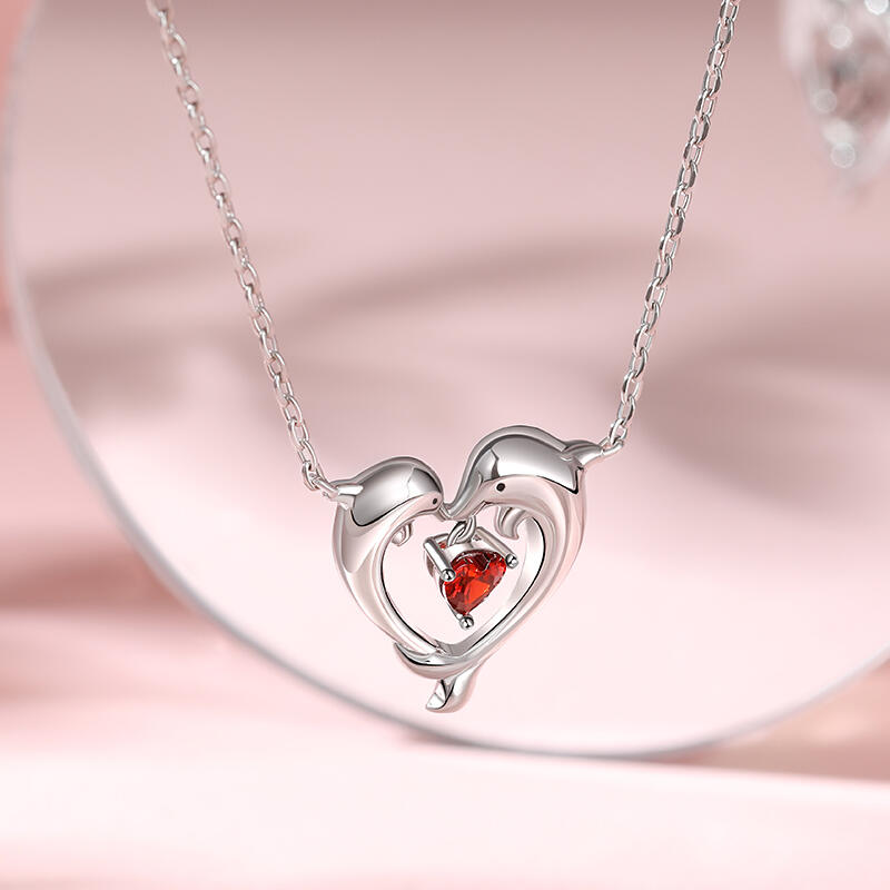 Jeulia Collar de Plata de Ley con Delfín en Forma de Corazón