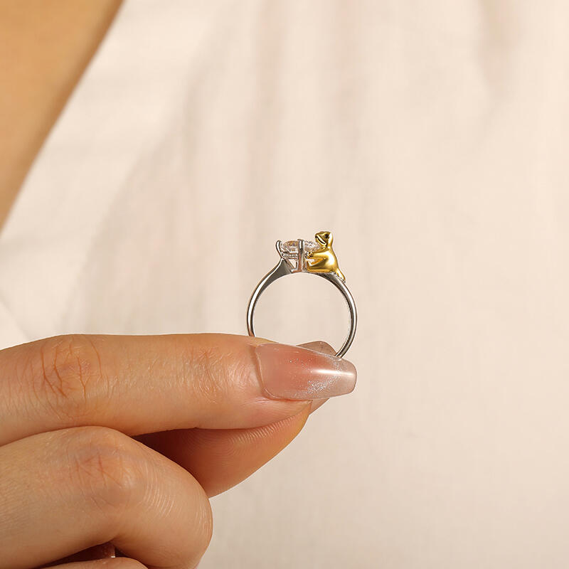 "Hug Me Tightly" Round Cut Side Stone Engagement Ring