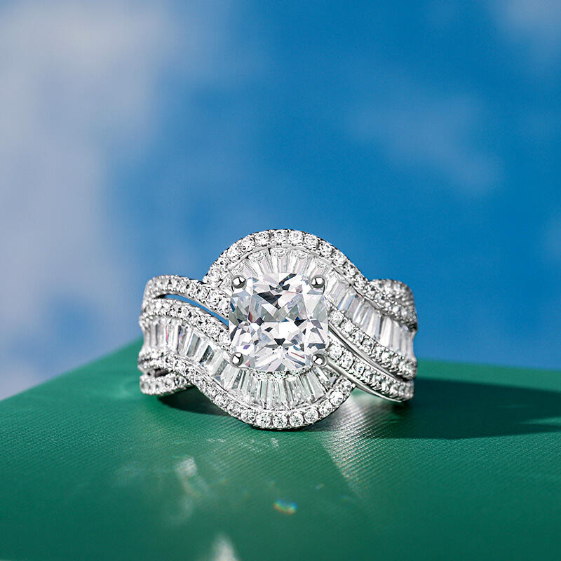 Jeulia Vintage Cushion Cut Sterling Silver Ring