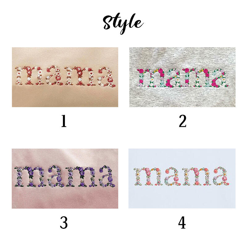 Personalized Sweatshirt Embroidered Mama with Floral Letter Design Gift for Dear Mom