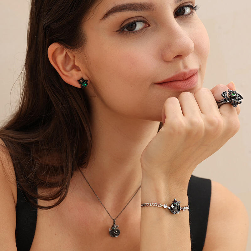 Jeulia Collar de Lindo Dragón Plata de Ley con Proyección de Foto Personalizada