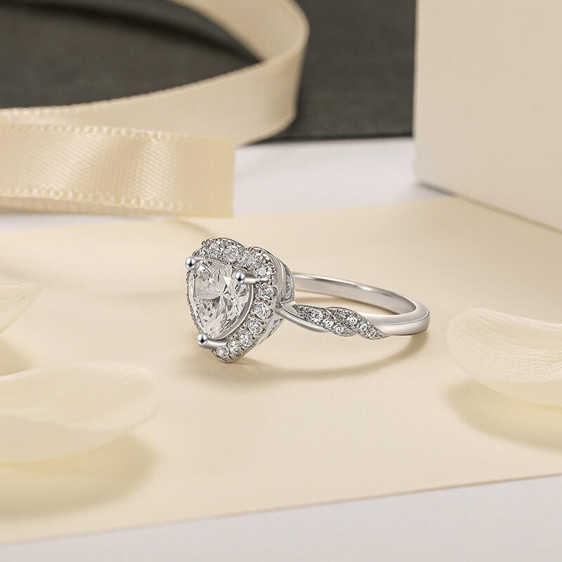 Jeulia Halo Custom Heart Engagement Ring with Intertwined Knot
