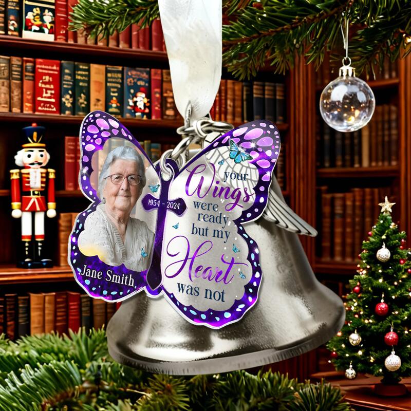 Personalized Picture Bell Ornament with Custom Name Beautiful Gift for Family