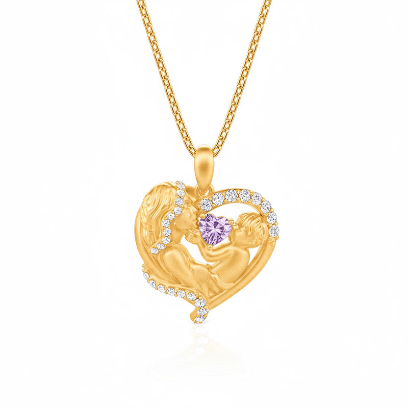 Jeulia Custom Mother and Child Necklace with Heart Birthstone