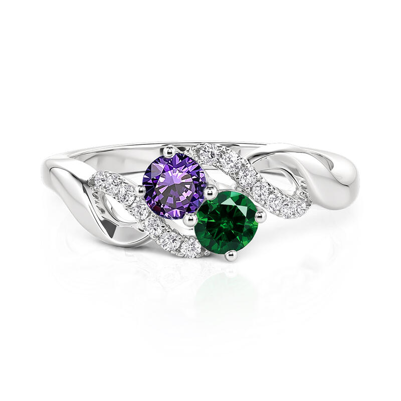 Jeulia Custom Twist Round Cut Two Birthstone Ring