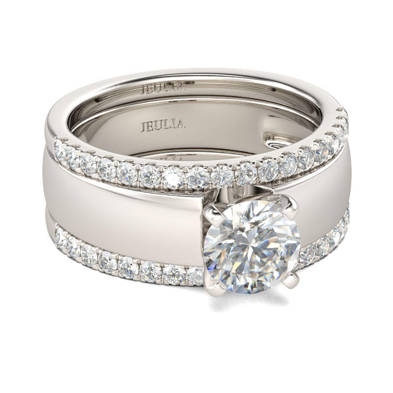 Jeulia Ensemble de Bagues en Argent Sterling Coupe Ronde 3PC