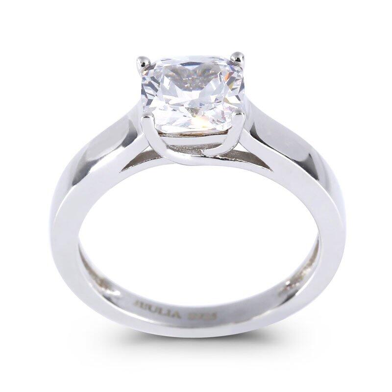 Jeulia Cushion Cut Sterling Silver Ring