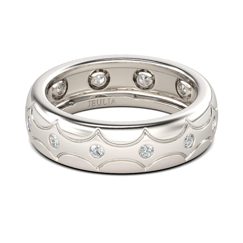 Jeulia Carved Swirl Sterling Silver Men's Band