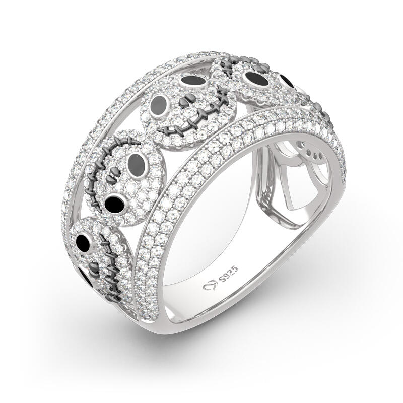 Jeulia "Living Skeleton" Skull Design Sterling Silver Band