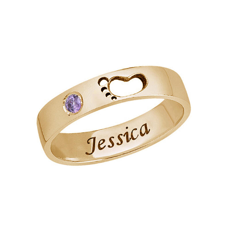 ベビー フィート 赤ちゃんの足 誕生石＆刻印 リング オーダーメイド