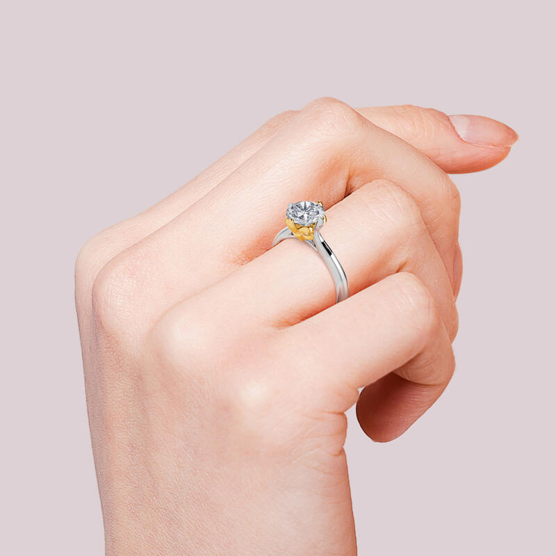 Jeulia anillo de compromiso de iris con corte redondo de plata 925