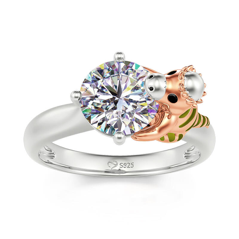 Jeulia Hug Me "Clever Dinosaur" Pachycephalosaurus Round Cut Sterling Silver Ring