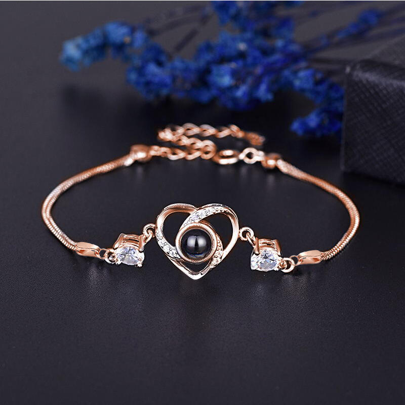 Bracciali Personalizzati con Cuore e Foto Dentro per Donna