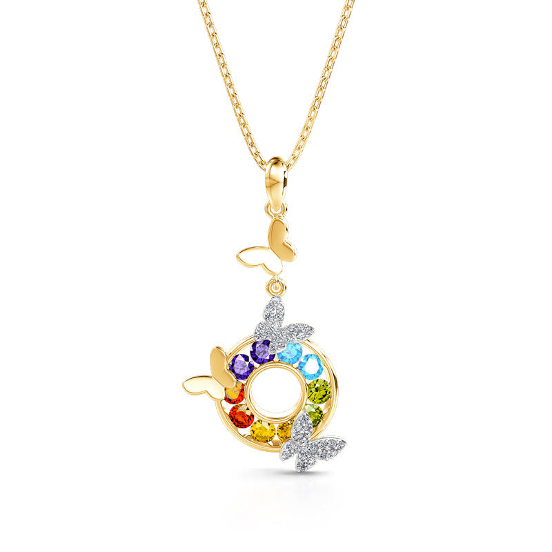 Jeulia Collar de mariposa en el círculo del arco iris de plata esterlina