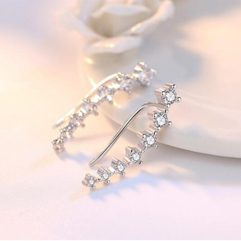 Jeulia Simple Classic Sterling Silver Earrings Climbers