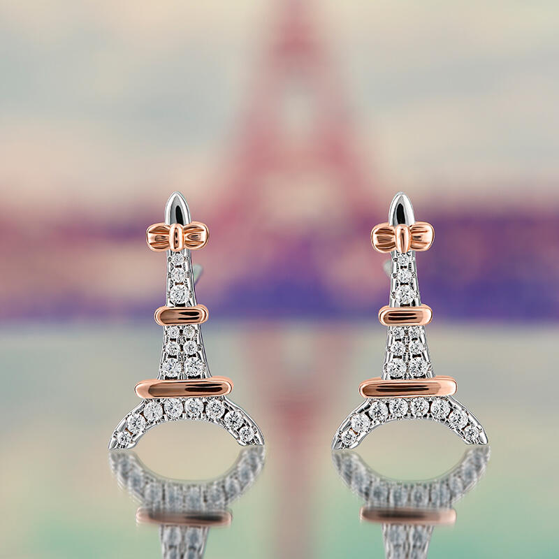 Jeulia "Romantic Paris" Eiffel Tower Sterling Silver Children's Earrings