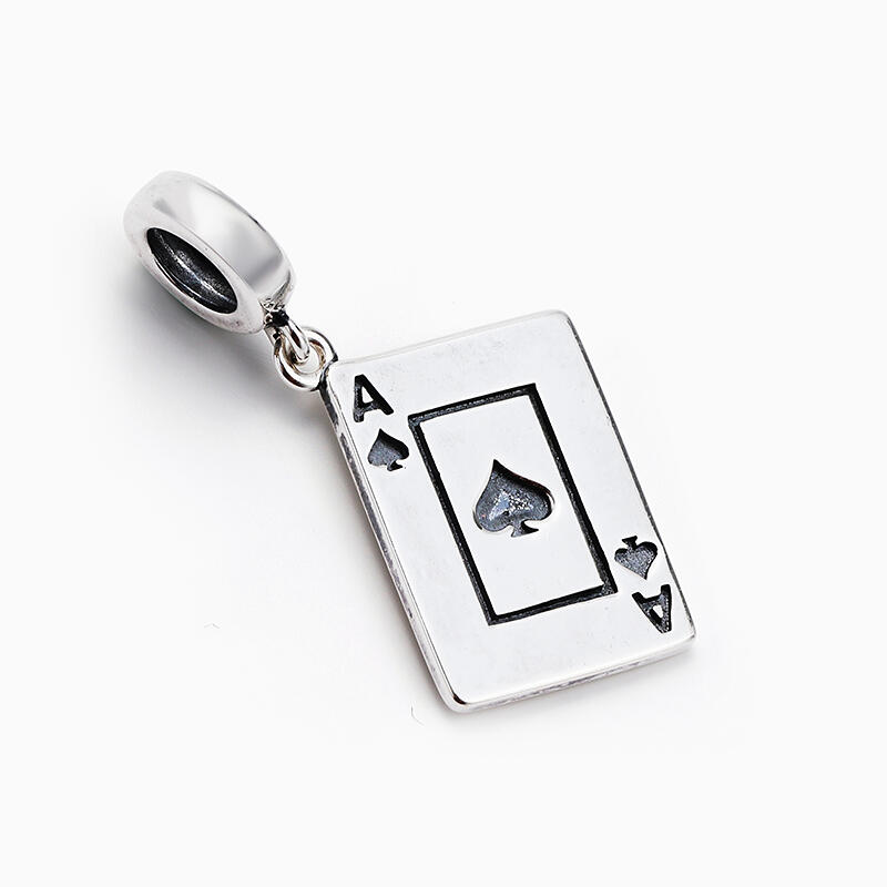 Jeulia "Spades" Poker Cards Sterling Silver Charm