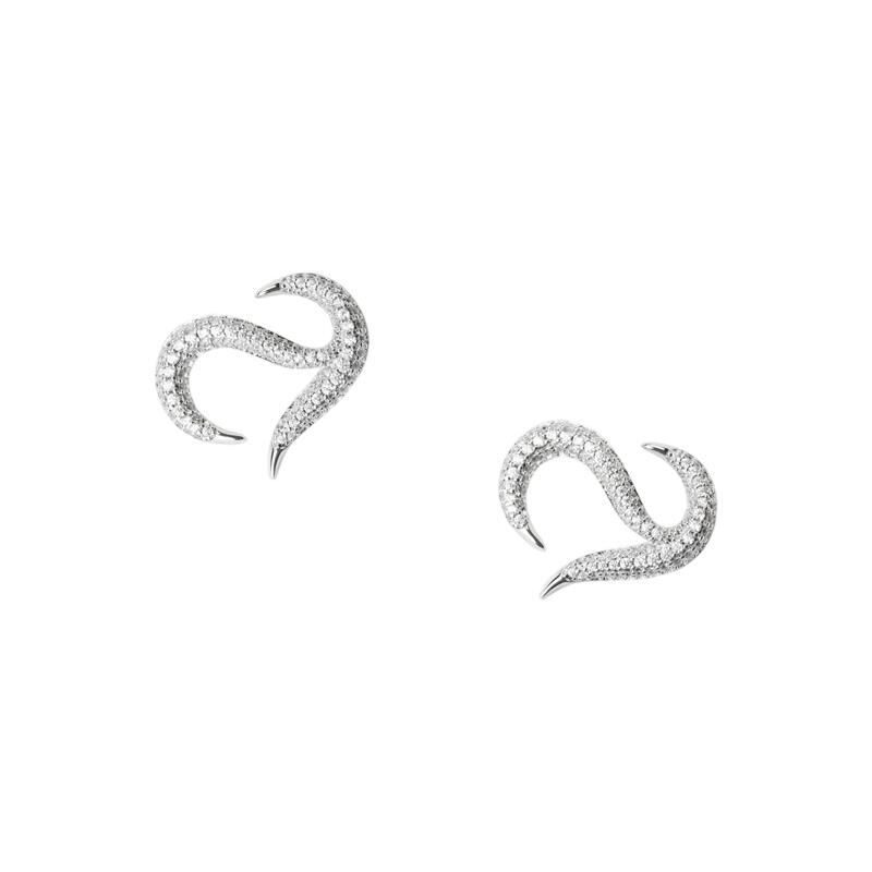 Jeulia Logo Shape Heart Sterling Silver Stud Earrings