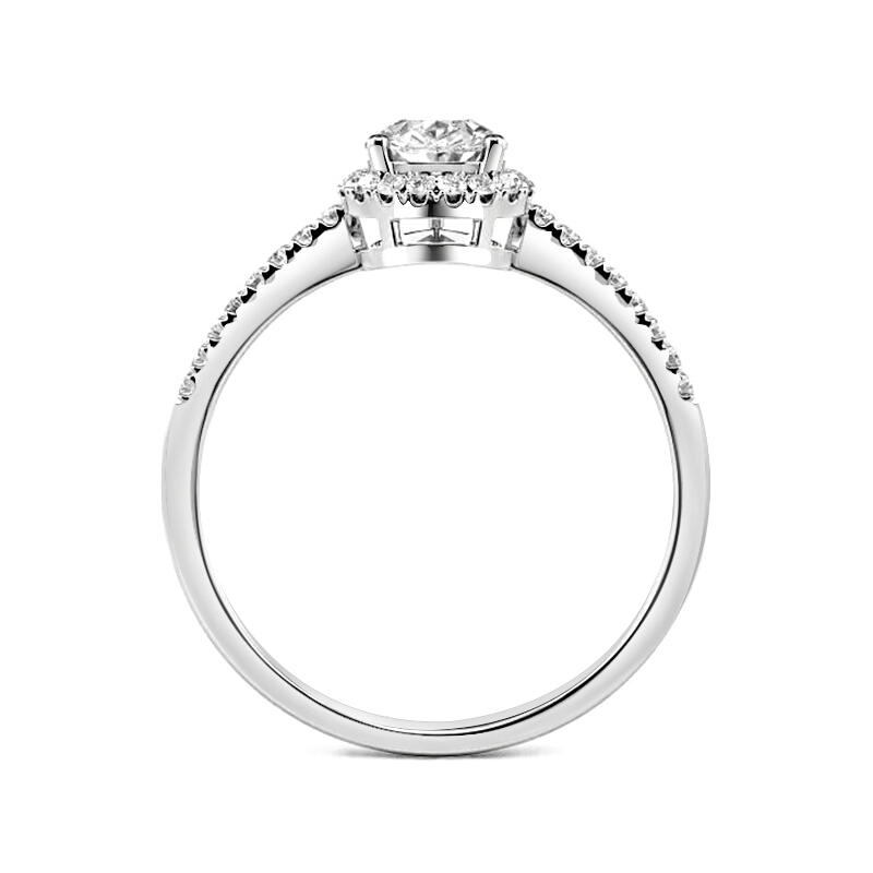 Jeulia Pear Cut Halo Sterling Silver Engagement Ring