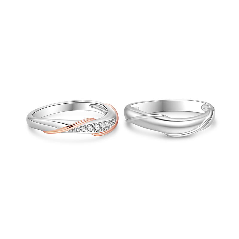 Jeulia Anillos de Pareja con Torsión Simple en Plata Esterlina