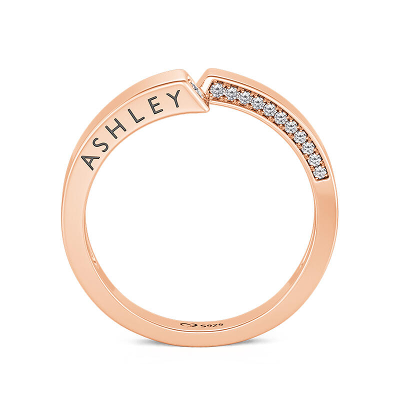 Jeulia Custom Women's Name Wedding Band with Side Bypass