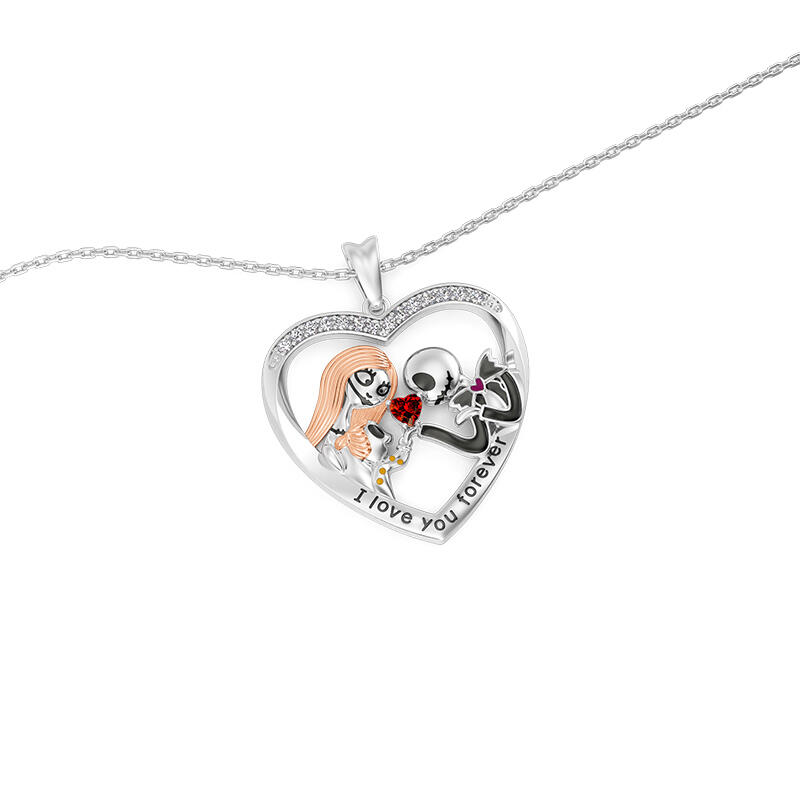 Jeulia "Cute Family" Custom Heart Birthstone Engraved Necklace
