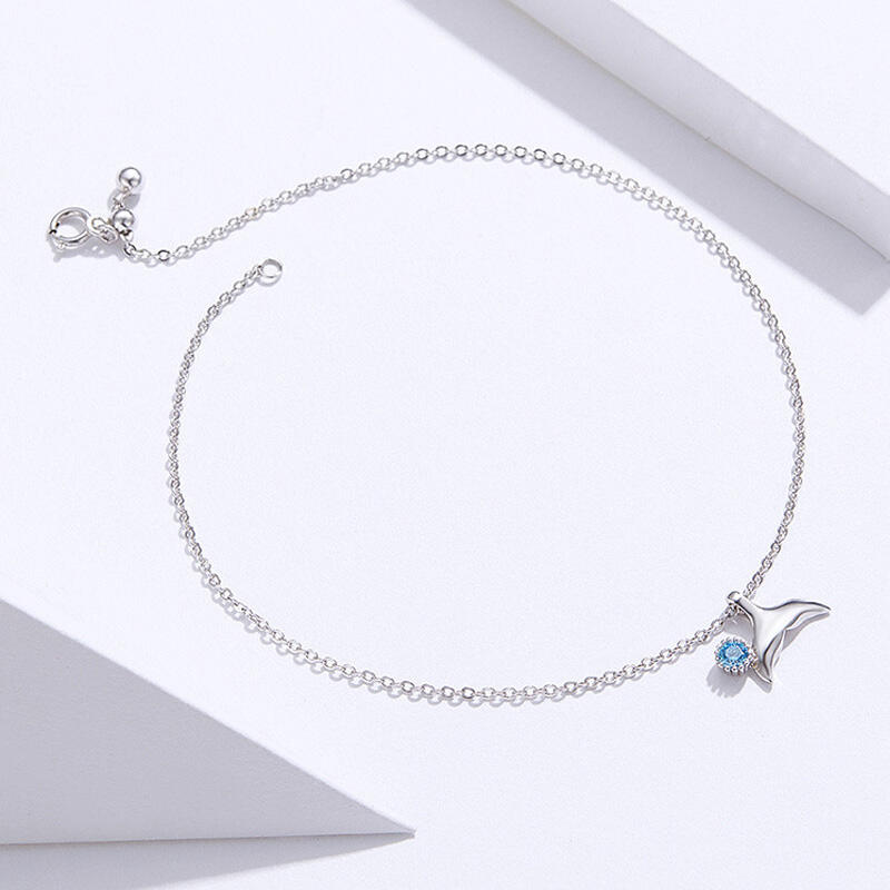 Jeulia Simple Mermaid Tail Sterling Silver Anklet