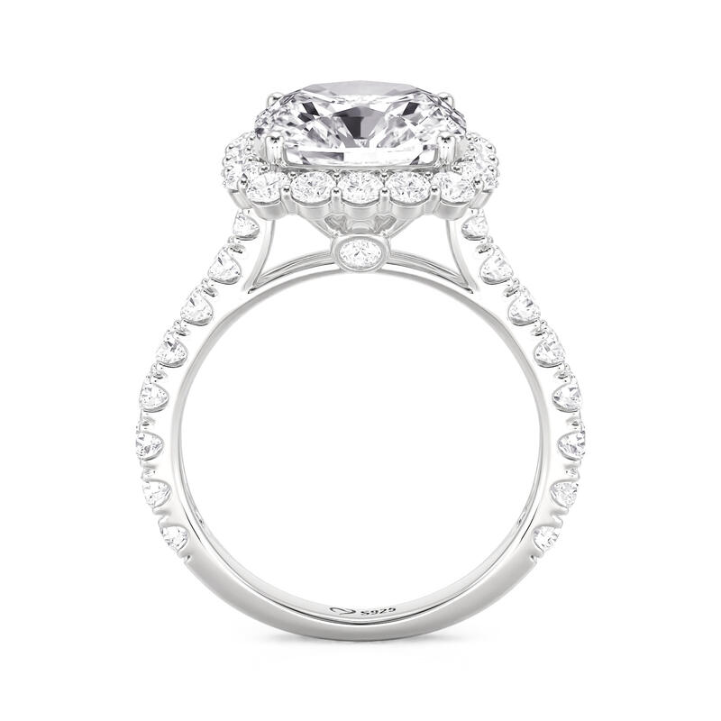 Jeulia Bague de Fiançailles Halo Coupe Coussin en Argent Sterling