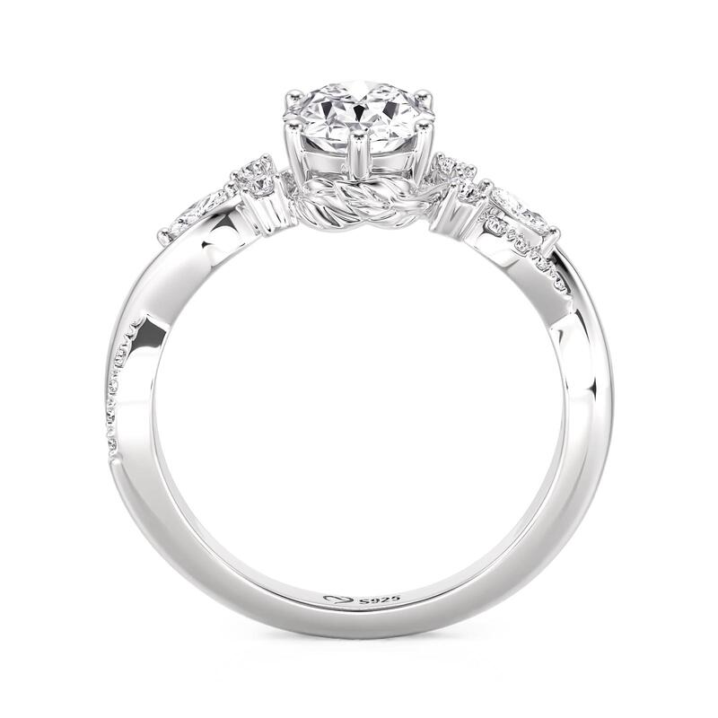 Jeulia Leaf Oval Cut Infinity Engagment Ring Sterling Silver