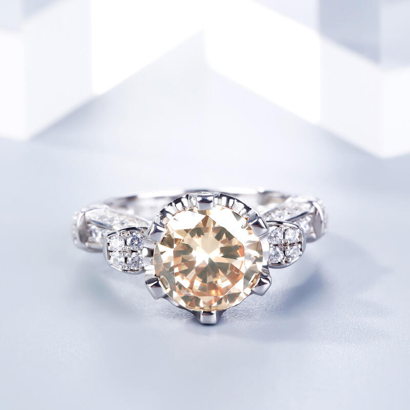 Jeulia Vintage Round Cut  Sterling Silver Ring