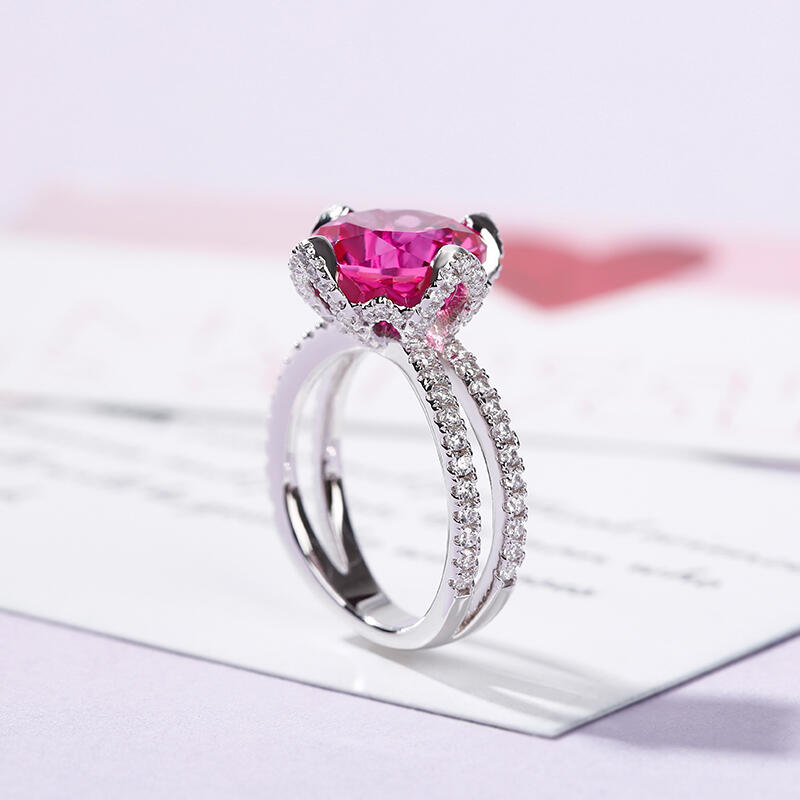 Blommönster Rundslipad Sterling Silverring