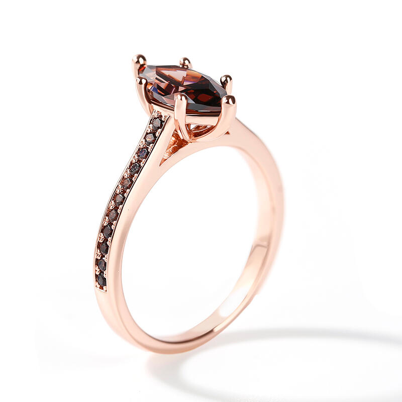 Jeulia "Tiempo libre" Anillo de plata esterlina talla marquesa