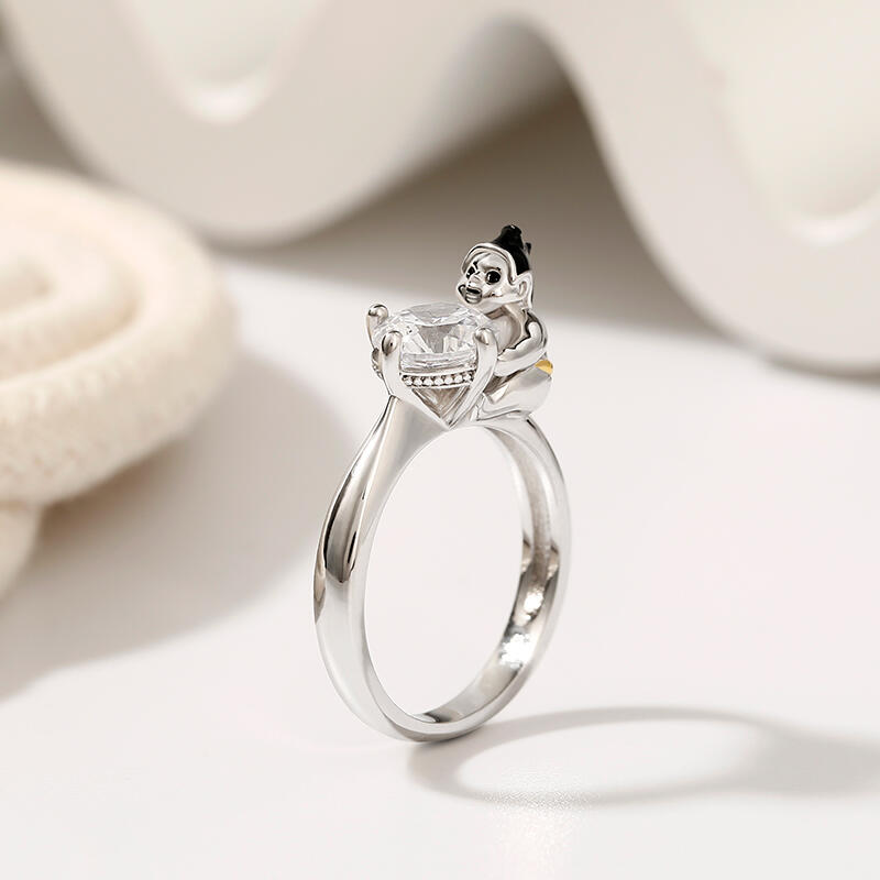 Jeulia Hug Me "Uwielbiam Prowess" Sumo Okrągłe Cięcie Pierścionek Srebrny