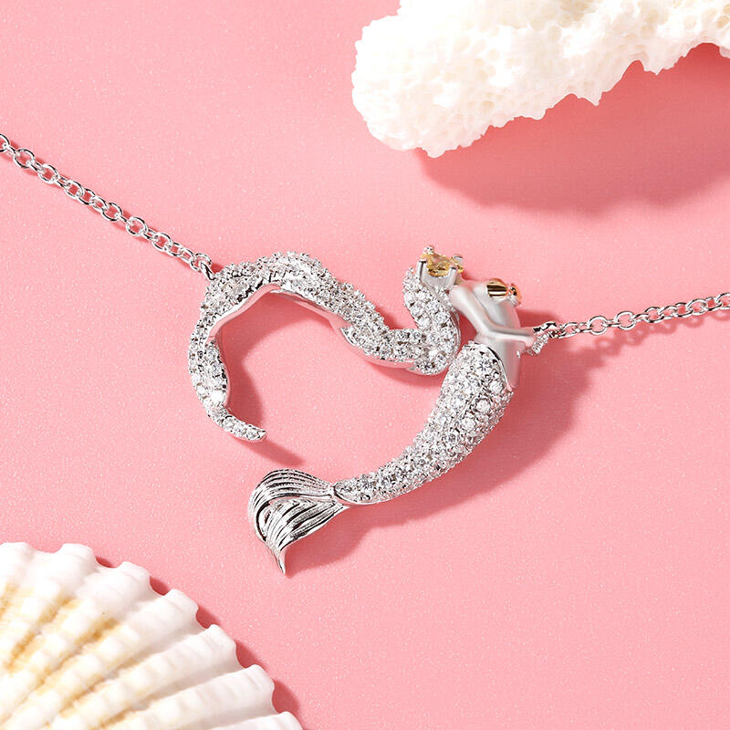 Jeulia "Licht des Ozeans" Sterling Silber Meerjungfrau Geschenk Halskette für Valentinstag