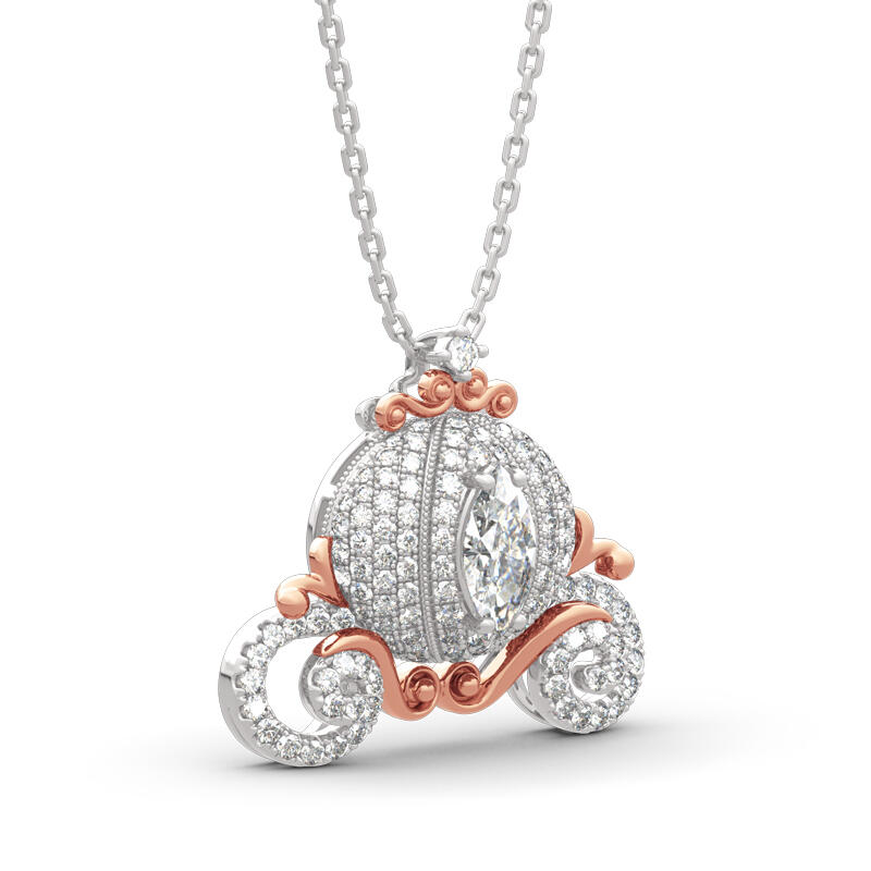Jeulia "Cinderella's Dream" Pumpkin Carriage Sterling Silver Necklace