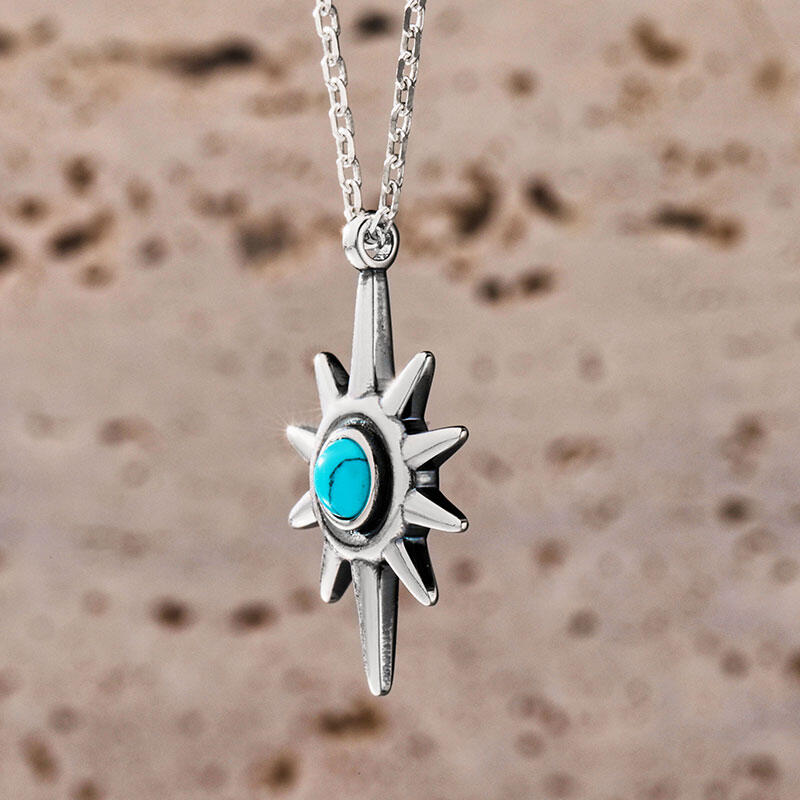 Jeulia "Star" Turquoise Sterling Silver Necklace