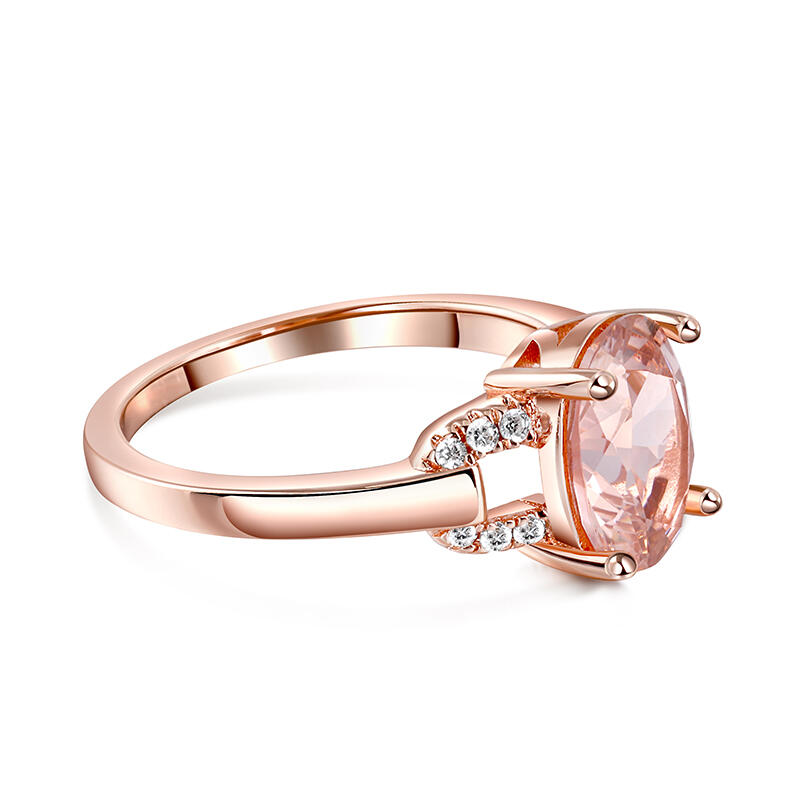 Jeulia Hollow Design Oval Cut Synthetic Morganite Sterling Silver Ring