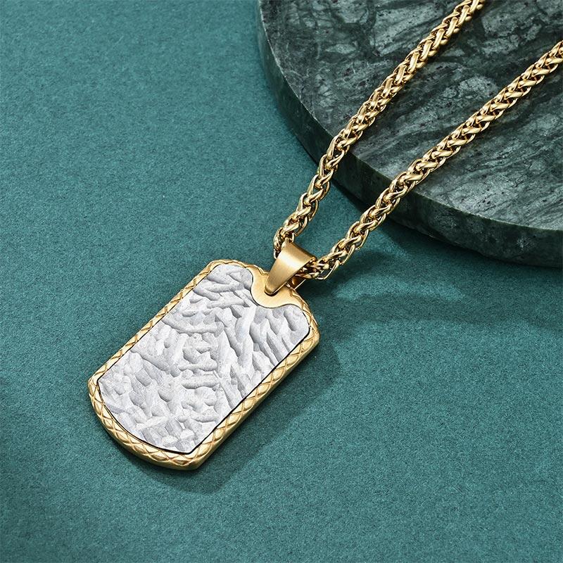 Jeulia 木目 デザイン ステンレススチール ドッグタグ メンズ ネックレス