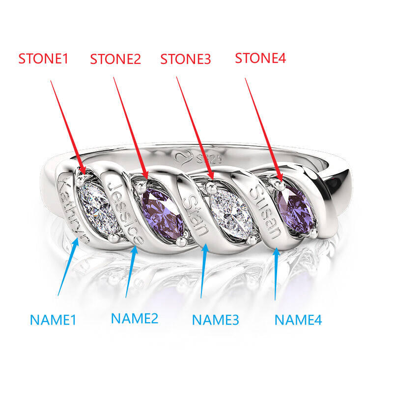 Jeulia Spiral Marquise Rad Damring med Födelsesten