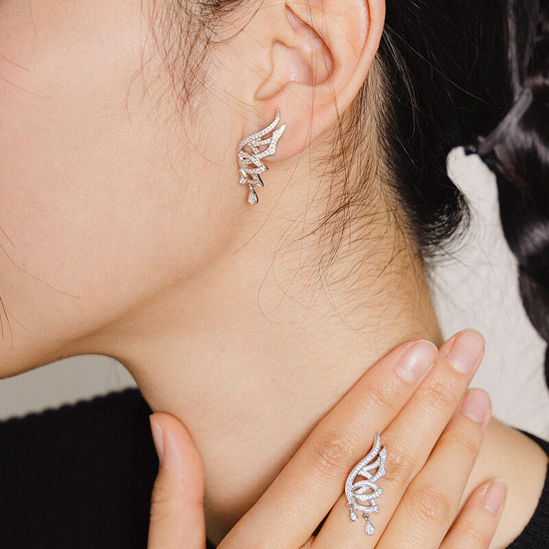 Jeulia Butterfly Wing Design Sterling Silver Earrings