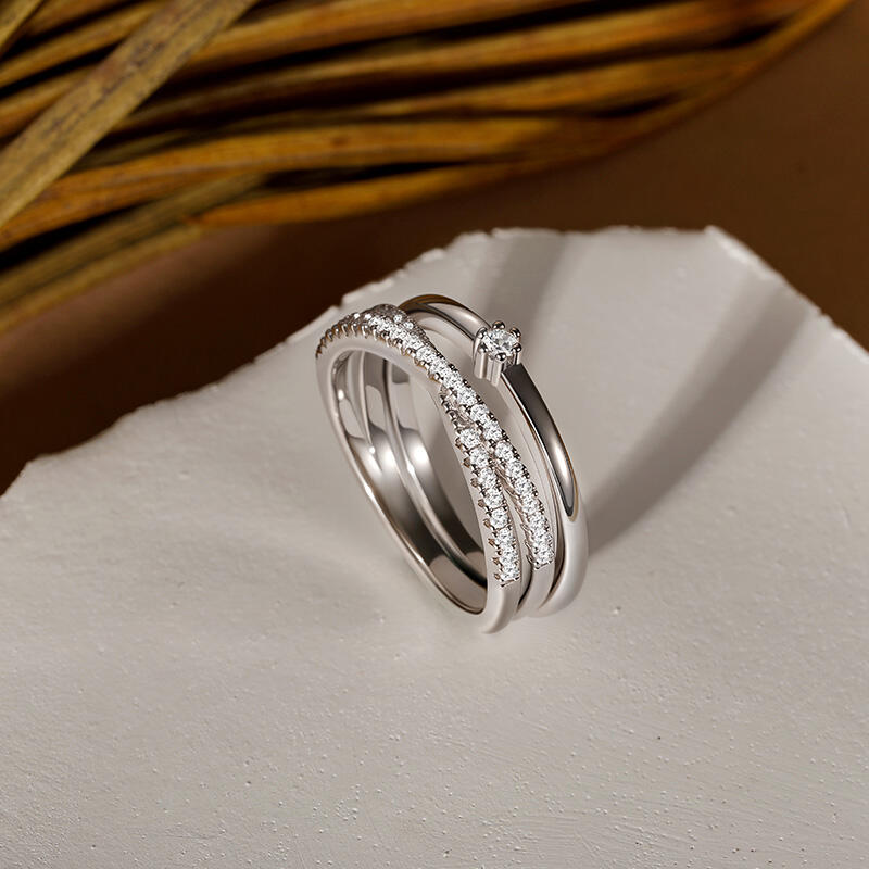 Jeulia Juego de Anillos Apilables Trenzado Minimalista Personalizados