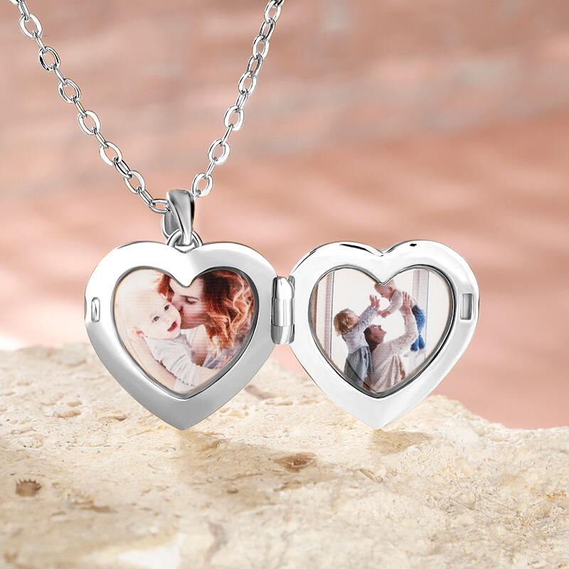 Jeulia Personalized Heart Photo Locket Necklace with Birthstone