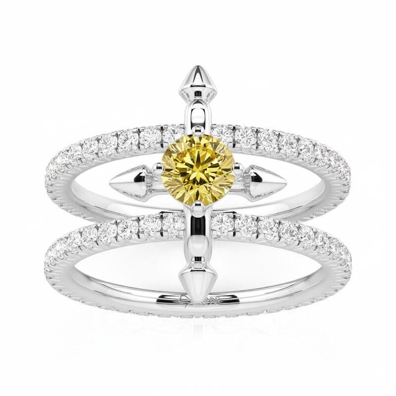 Jeulia Custom Double Row Floating Round Cut Birthstone Ring